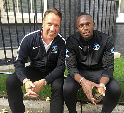 With Usain Bolt at SoccerAid for UNICEF
